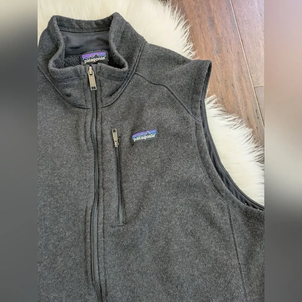 Men's Patagonia Better Sweater Fleece Vest Size XL Black/Grey Full Zip *Branded*